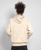 Embroidered art on Cotton Zip Hoodie / Stitched Beige Hooded Jacket