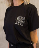 Aghabani Traditional Embroidery on Cotton Black T-shirt / Stitched Islamic Geometry T-shirt