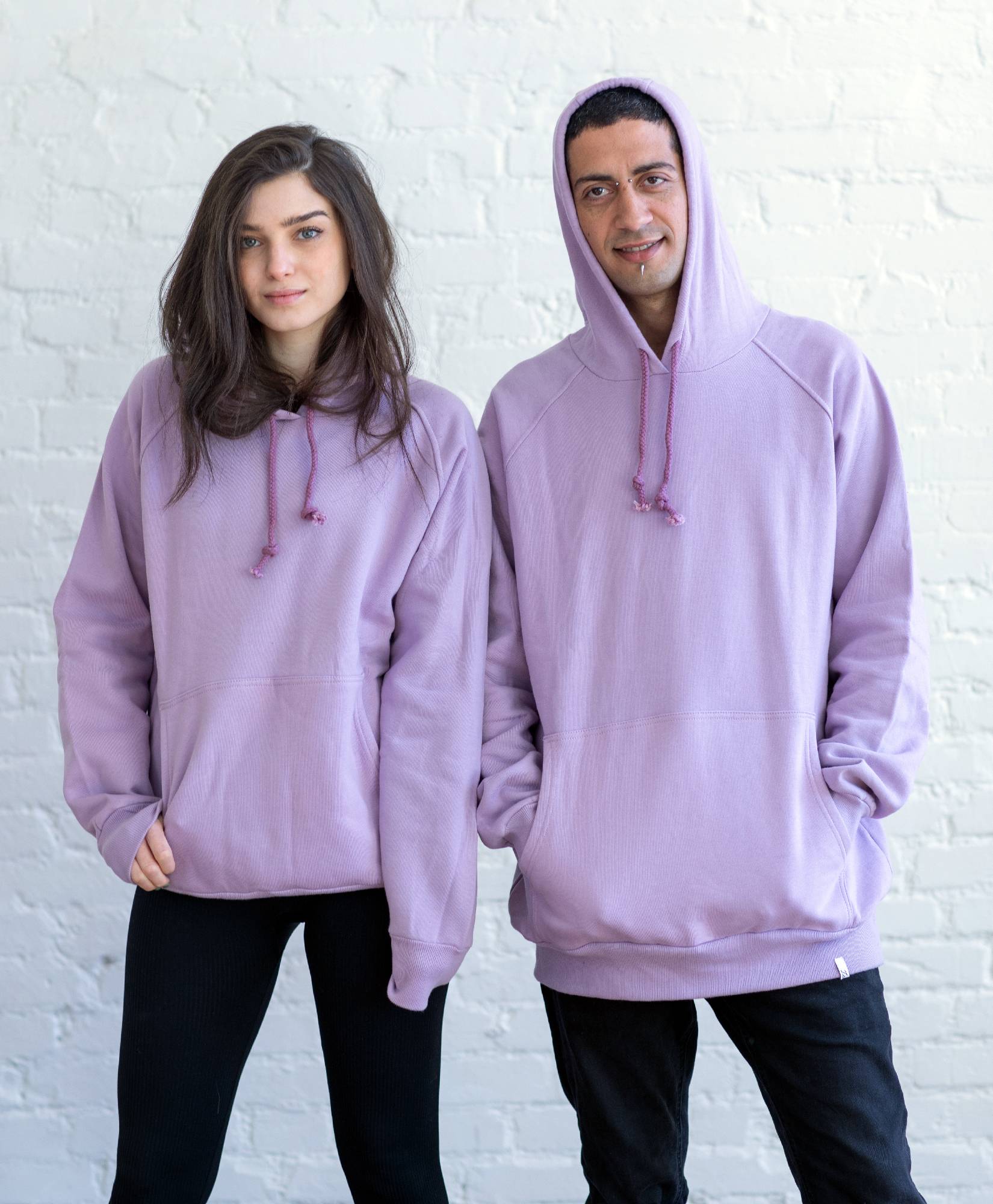 Embroidered art on Cotton Purple Hoodie / Stitched Pink Hoody