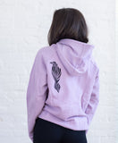 Embroidered art on Cotton Purple Hoodie / Stitched Pink Hoody