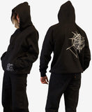 Cotton Black Embroidered Hoodie / Stitched Hoody