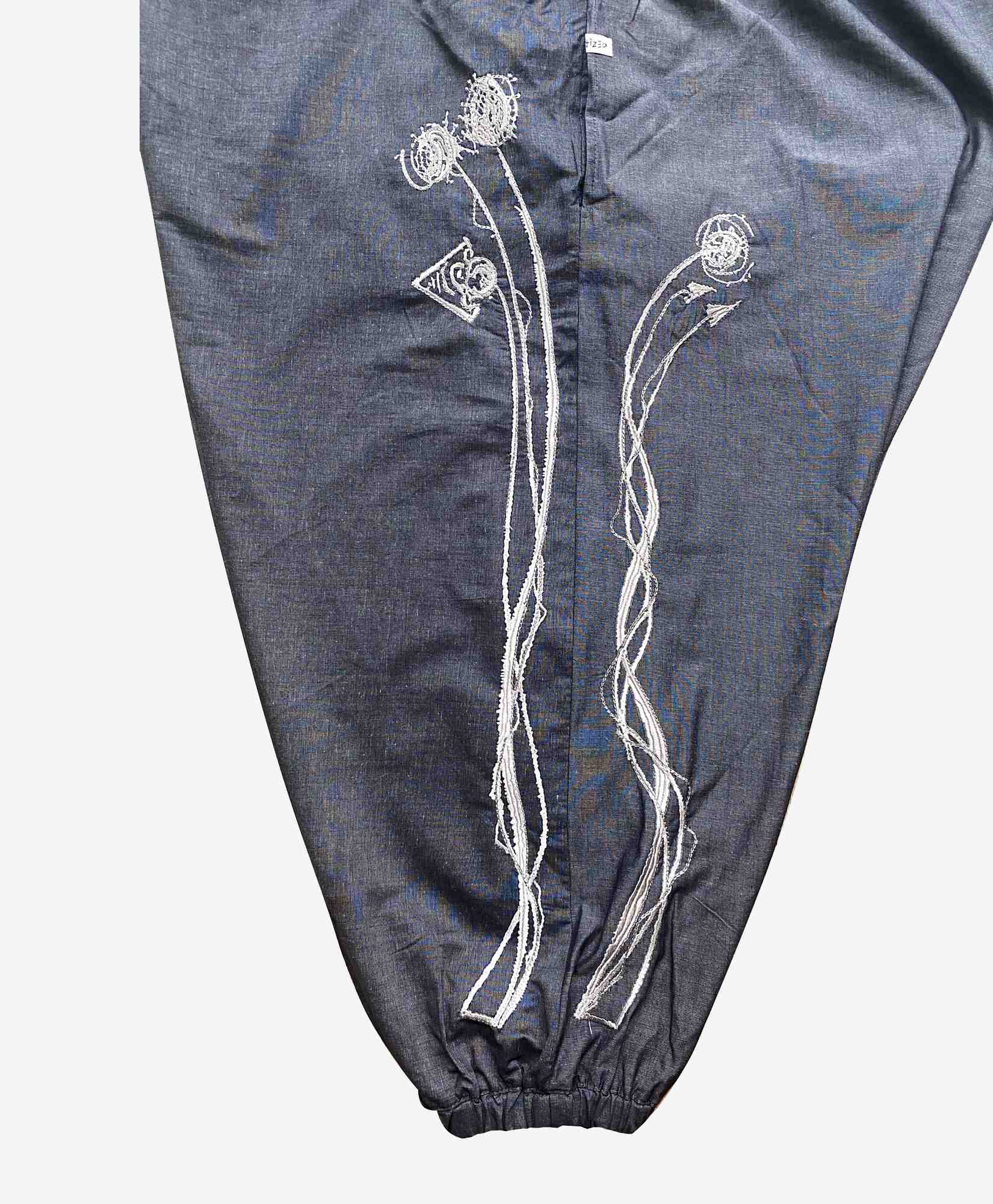 100% Cotton Embroidered Grey Harem Pants / Stitched  art on Sarouel