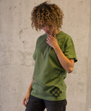 Embroidered Cotton Green T-shirt / Stitched Ancient Egyptian Art T-shirt