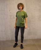 Embroidered Cotton Green T-shirt / Stitched Ancient Egyptian Art T-shirt